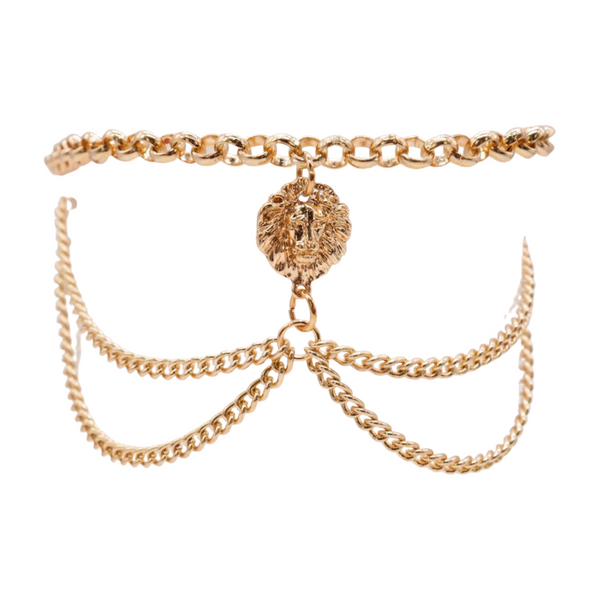 Brand New Women Gold Metal Boot Chain Bracelet Shoe Anklet Wave Lion Charm