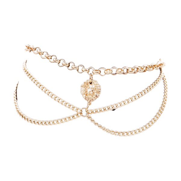 Brand New Women Gold Metal Boot Chain Bracelet Shoe Anklet Wave Lion Charm