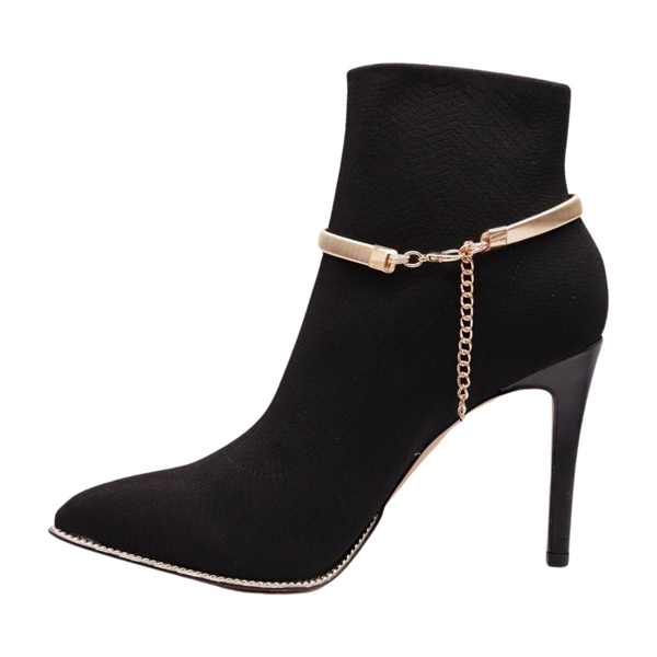 Brand New Women Gold Metal Chain Boot Bracelet Shoe Anklet Elastic Band Charm