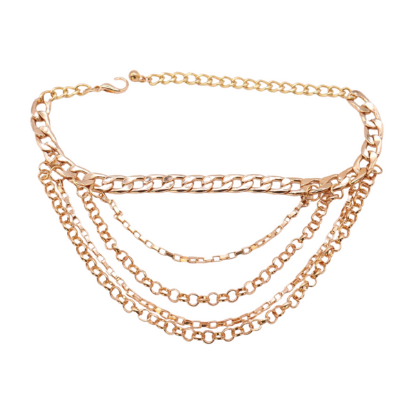 Brand New Women Gold Metal Boot Chain Bracelet Anklet Shoe Multi Strand Wave Charm