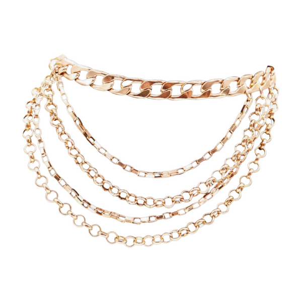 Brand New Women Gold Metal Boot Chain Bracelet Anklet Shoe Multi Strand Wave Charm