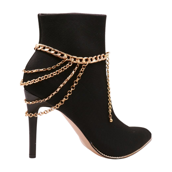 Brand New Women Gold Metal Boot Chain Bracelet Anklet Shoe Multi Strand Wave Charm