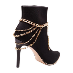Gold Metal Boot Chain Bracelet Anklet Shoe Multi Strand Wave Charm