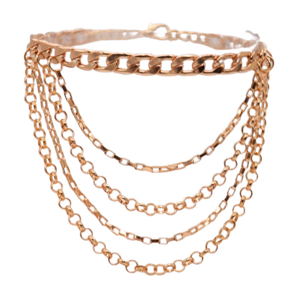 Brand New Women Gold Metal Boot Chain Bracelet Anklet Shoe Multi Strand Wave Charm