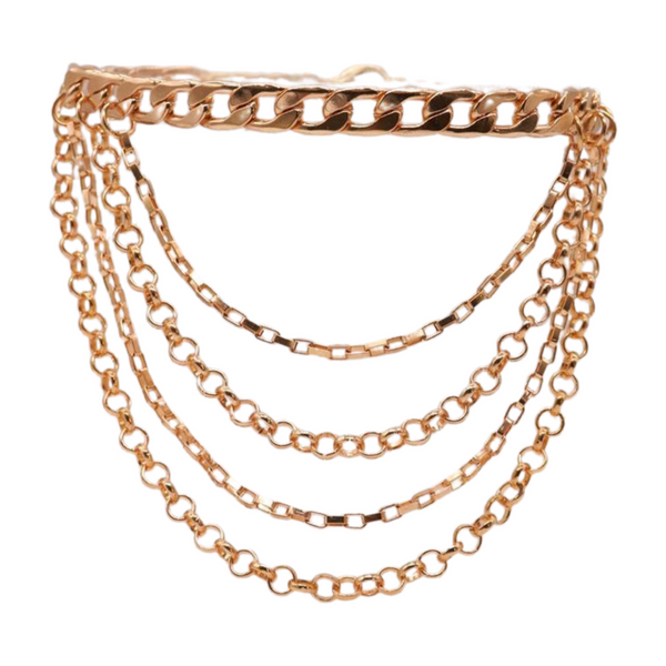 Brand New Women Gold Metal Boot Chain Bracelet Anklet Shoe Multi Strand Wave Charm