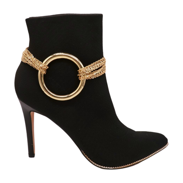 Brand New Women Gold Metal Chain Boot Bracelet Shoe Circle Ring Charm
