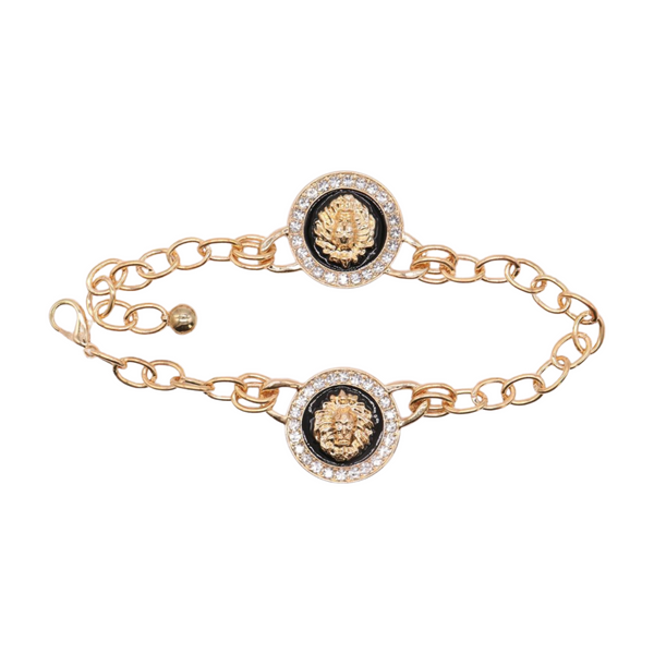 Brand New Women Gold Metal Chain Boot Bracelet Shoe Lion Coin Charms Jewelry