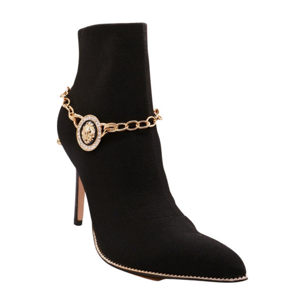 Brand New Women Gold Metal Chain Boot Bracelet Shoe Lion Coin Charms Jewelry