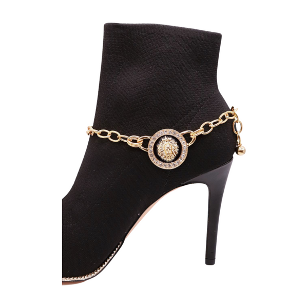 Brand New Women Gold Metal Chain Boot Bracelet Shoe Lion Coin Charms Jewelry