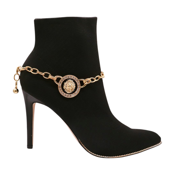 Brand New Women Gold Metal Chain Boot Bracelet Shoe Lion Coin Charms Jewelry
