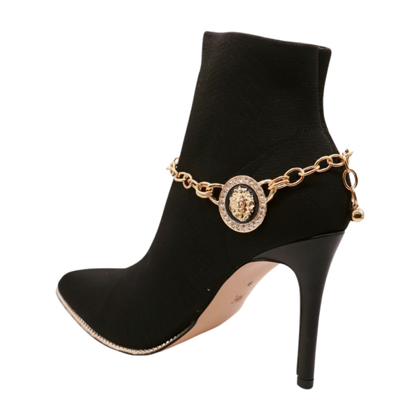Brand New Women Gold Metal Chain Boot Bracelet Shoe Lion Coin Charms Jewelry