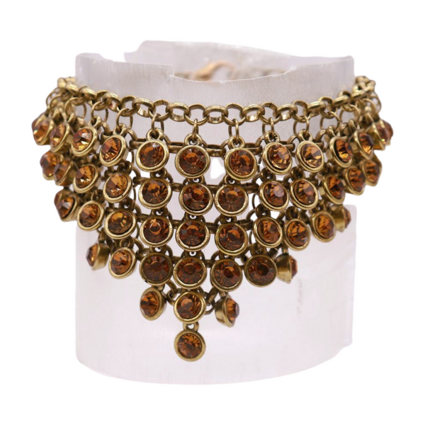 Brand New Women Antique Gold Metal Boot Chain Bracelet Shoe Orange Beads Charm