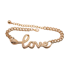 Women Gold Metal Boot Chain Bracelet Shoe LOVE Snake Charm