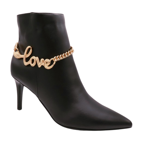 Brand New Women Gold Metal Boot Chain Bracelet Shoe Anklet LOVE Snake Charm