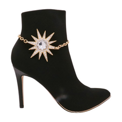 Gold Metal Chain Boot Bracelet Shoe Flower Sun Star Charm