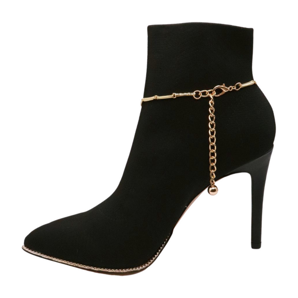 Brand New Women Gold Metal Chain Boot Bracelet Shoe Lily Flower Charm