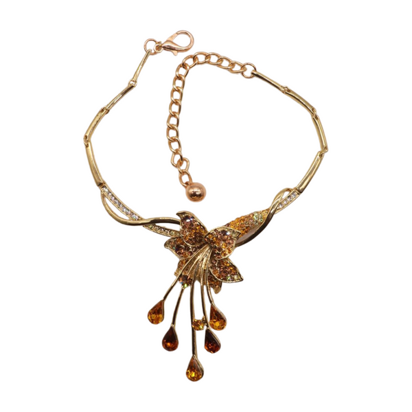 Brand New Women Gold Metal Chain Boot Bracelet Shoe Lily Flower Charm
