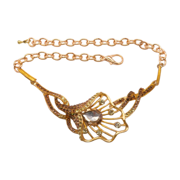 Brand New Women Gold Metal Chain Boot Bracelet Shoe Anklet Lily Flower Charm