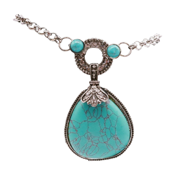 Brand New Women Silver Metal Chain Boot Bracelet Shoe Turquoise Blue Bead Charm Fashion Jewelry
