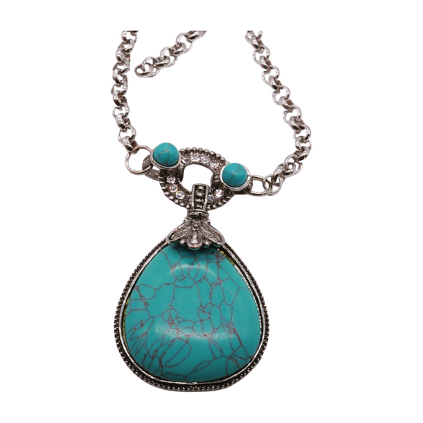 Brand New Women Silver Metal Chain Boot Bracelet Shoe Turquoise Blue Bead Charm Fashion Jewelry