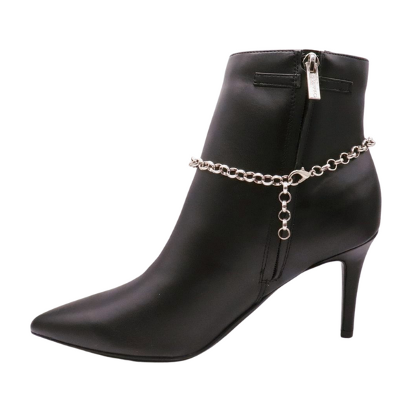 Brand New Women Silver Metal Chain Western Boot Bracelet Anklet Shoe Turquoise Blue Color Ethnic Charm