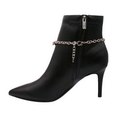 Silver Metal Chain Boot Bracelet Anklet Shoe Butterfly Charm Red