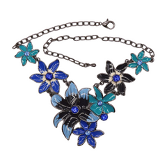 Metal Chain Boot Bracelet Anklet Shoe Blue Flower Charm Jewelry One Size