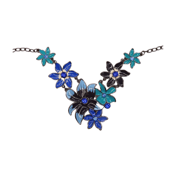 Brand New Women Metal Chain Boot Bracelet Anklet Shoe Blue Flower Charm Jewelry One Size
