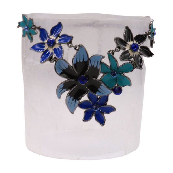 Brand New Women Metal Chain Boot Bracelet Anklet Shoe Blue Flower Charm Jewelry One Size