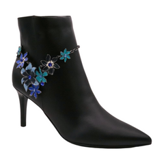 Metal Chain Boot Bracelet Anklet Shoe Blue Flower Charm Jewelry One Size