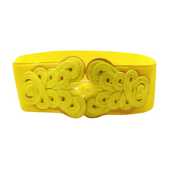 Yellow Elastic Belt Hip High Waist Braided Buckle S M