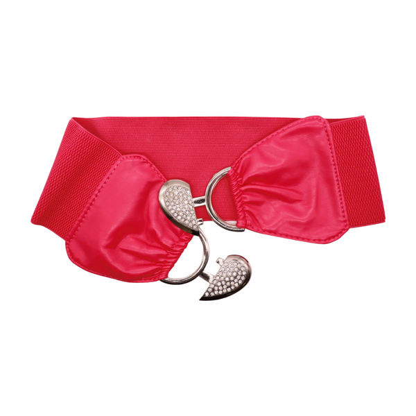 Brand New Women Pink Faux Leather Elastic Fashion Belt Heart Buckle Fit Size S M