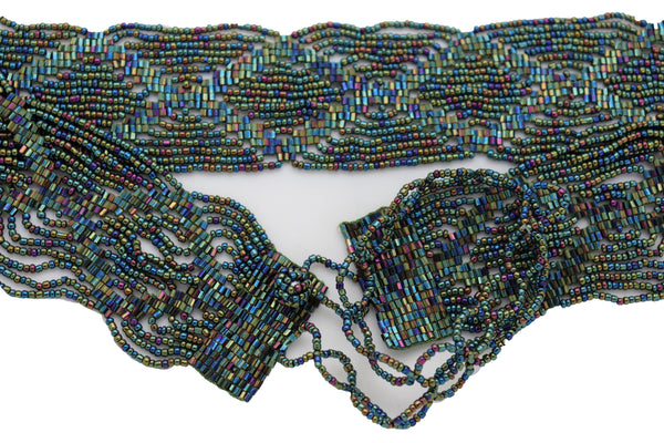 Brand New Women Green Color Beads Waistband Trendy Tie Fashion Belt Hip Waist Fit Size S M