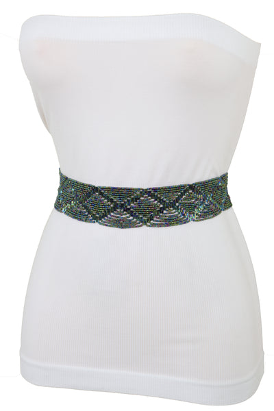 Brand New Women Green Color Beads Waistband Trendy Tie Fashion Belt Hip Waist Fit Size S M