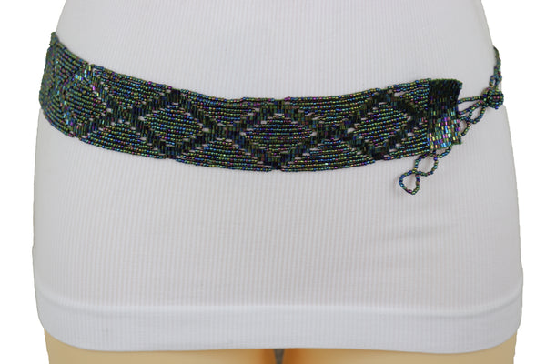 Brand New Women Green Color Beads Waistband Trendy Tie Fashion Belt Hip Waist Fit Size S M