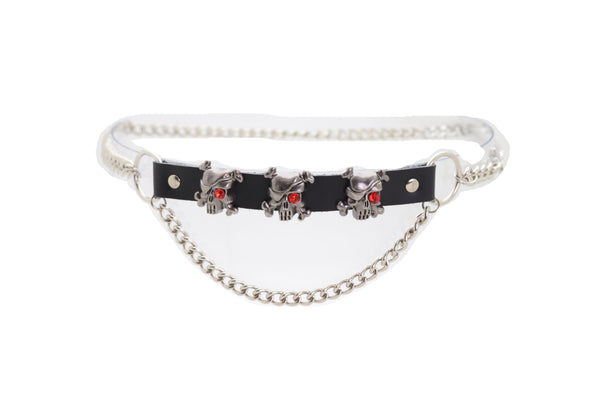 Brand New Women Fashion Belt Hip Waist Silver Metal Chain Skull Pirate Charms Plus XL XXL