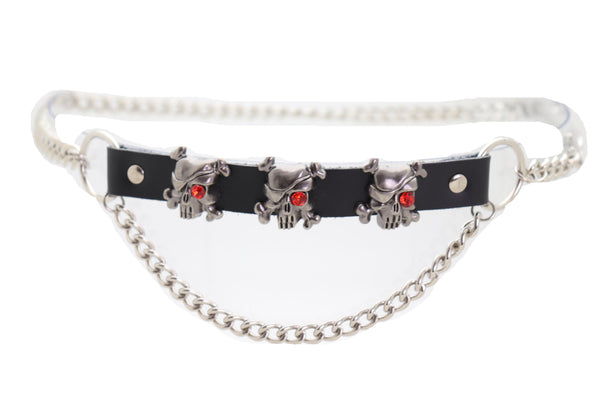 Brand New Women Fashion Belt Hip Waist Silver Metal Chain Skull Pirate Charms Plus XL XXL