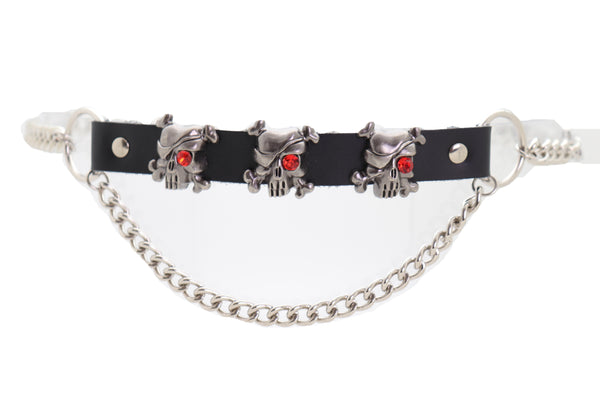 Brand New Women Fashion Belt Hip Waist Silver Metal Chain Skull Pirate Charms Plus XL XXL