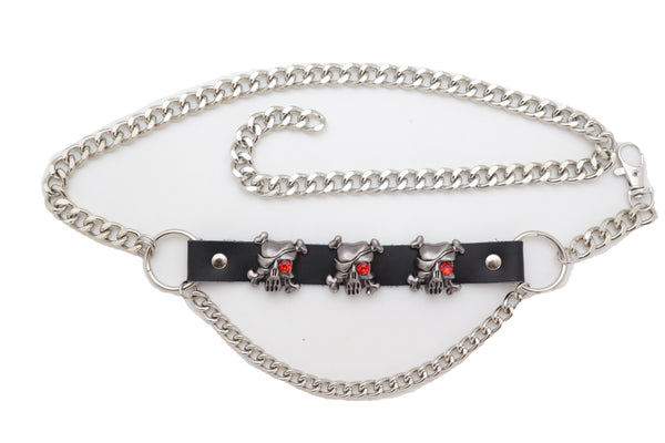 Brand New Women Fashion Belt Hip Waist Silver Metal Chain Skull Pirate Charms Plus XL XXL