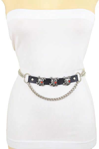 Brand New Women Fashion Belt Hip Waist Silver Metal Chain Skull Pirate Charms Plus XL XXL