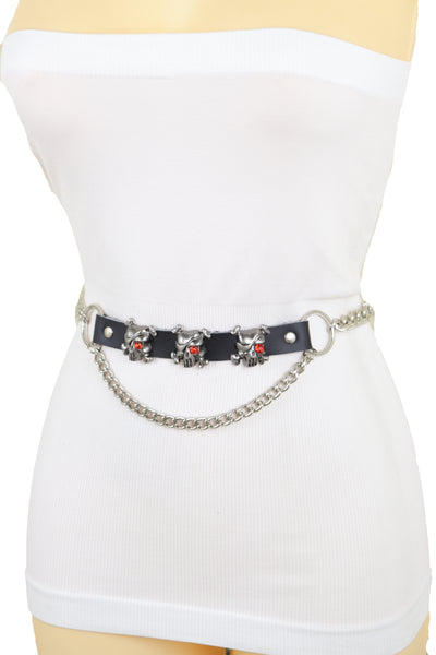 Brand New Women Fashion Belt Hip Waist Silver Metal Chain Skull Pirate Charms Plus XL XXL