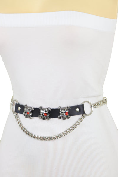 Brand New Women Fashion Belt Hip Waist Silver Metal Chain Skull Pirate Charms Plus XL XXL