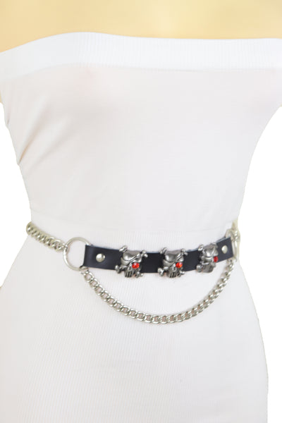 Brand New Women Fashion Belt Hip Waist Silver Metal Chain Skull Pirate Charms Plus XL XXL