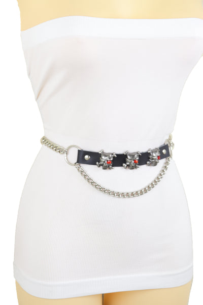 Brand New Women Fashion Belt Hip Waist Silver Metal Chain Skull Pirate Charms Plus XL XXL