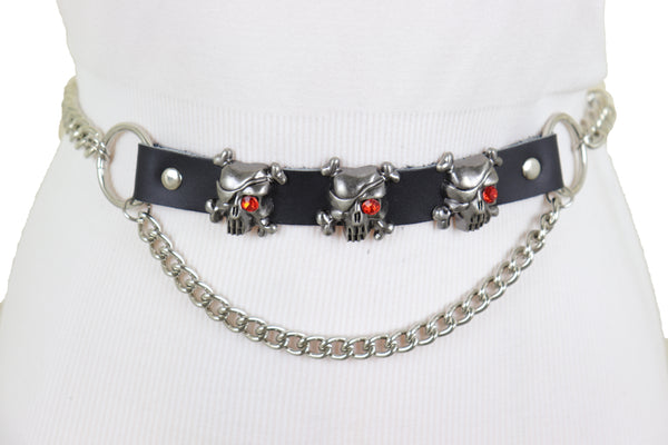 Brand New Women Fashion Belt Hip Waist Silver Metal Chain Skull Pirate Charms Plus XL XXL