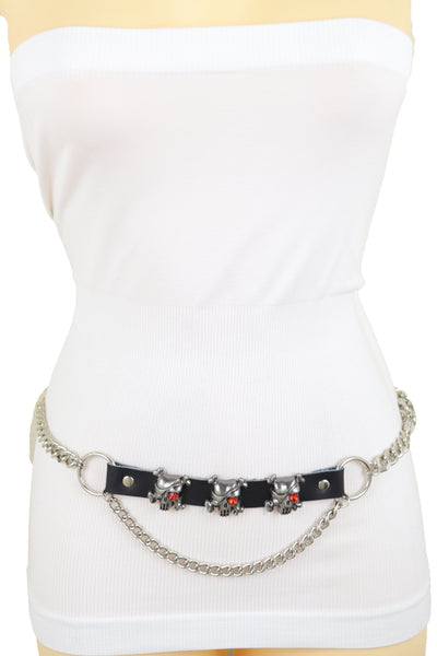 Brand New Women Fashion Belt Hip Waist Silver Metal Chain Skull Pirate Charms Plus XL XXL