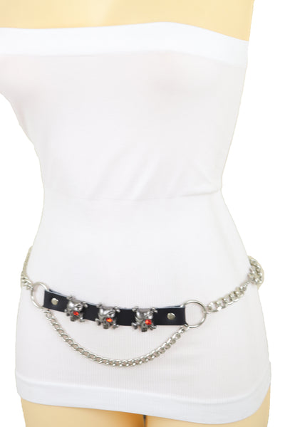 Brand New Women Fashion Belt Hip Waist Silver Metal Chain Skull Pirate Charms Plus XL XXL