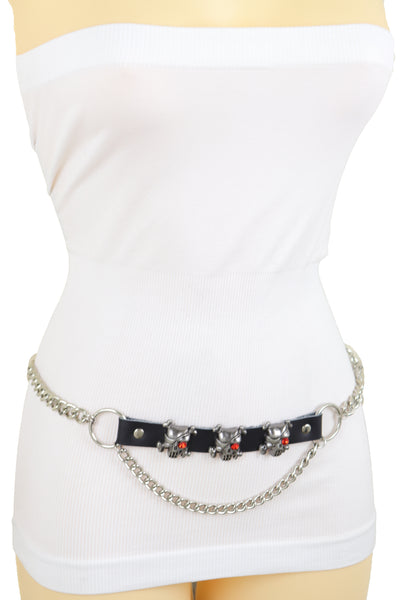 Brand New Women Fashion Belt Hip Waist Silver Metal Chain Skull Pirate Charms Plus XL XXL