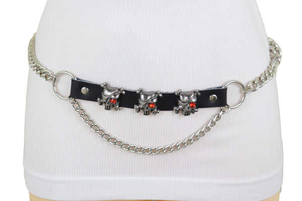 Brand New Women Fashion Belt Hip Waist Silver Metal Chain Skull Pirate Charms Plus XL XXL
