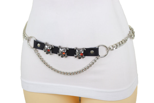Brand New Women Fashion Belt Hip Waist Silver Metal Chain Skull Pirate Charms Plus XL XXL